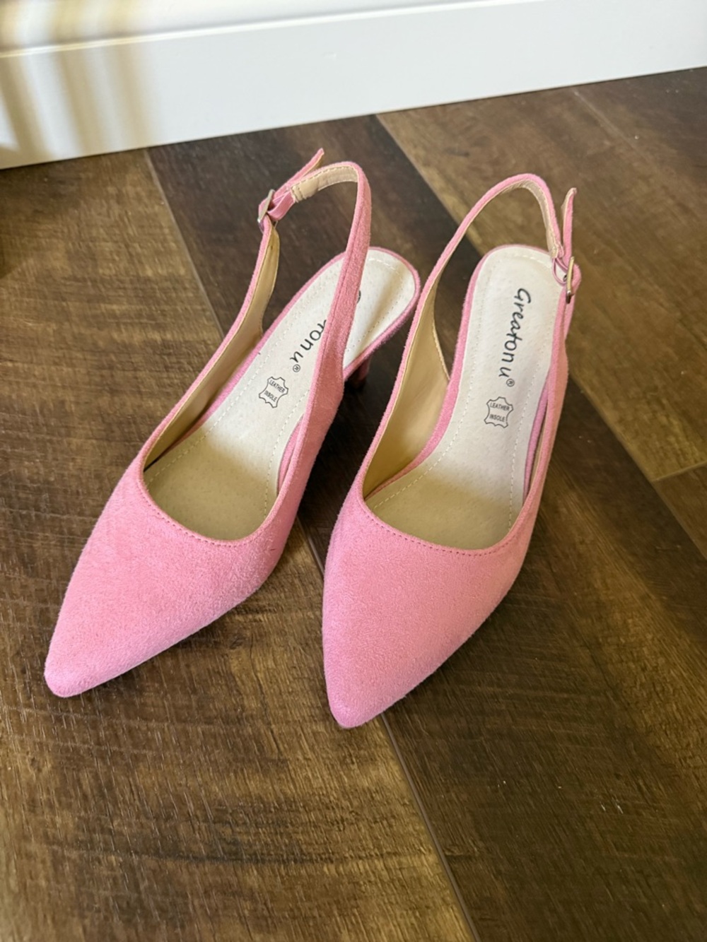 Pink Pointed Toe Slingback Pumps